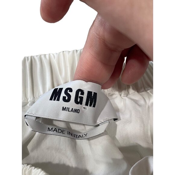 MSGM Milano Off Shoulder Smocked Button Down Blouse White Size 42 NWOT Designer - Picture 4 of 15